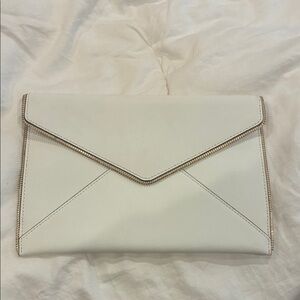 Rebecca Minkoff White Envelope Clutch with Gold Trim